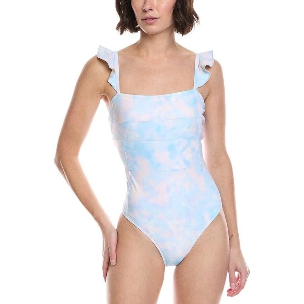 Summersalt The Ruffle Oasis One Piece Swimsuit Cloud Tie Dye Blue Pink Size 10